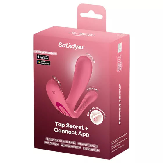 Satisfyer Top Secret+ - nositelný vibrátor na bod G a anální vibrátor (růžový)
