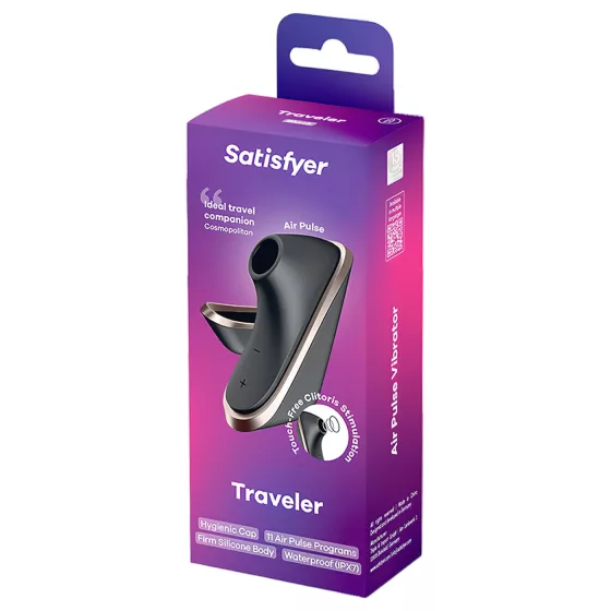 Satisfyer Traveler - stimulátor klitorisu s tlakovými vlnami, akumulátorový (černý)