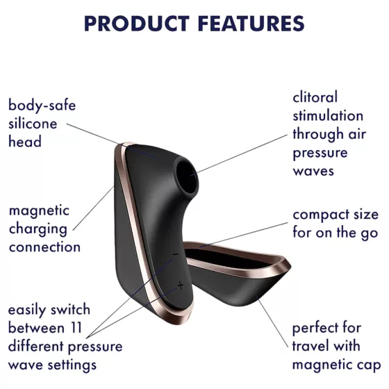 Satisfyer Traveler - stimulátor klitorisu s tlakovými vlnami, akumulátorový (černý)