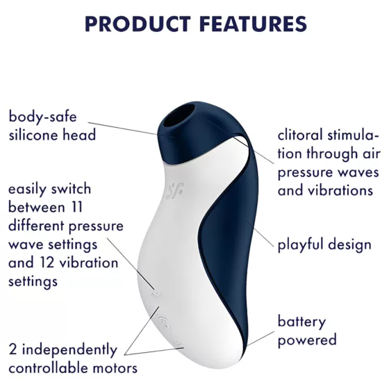 Satisfyer Orca - stimulátor klitorisu s tlakovými vlnami a vibracemi (modrý)