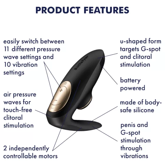 Satisfyer Pro 4 Couples - párový vibrátor s tlakovými vlnami - černý