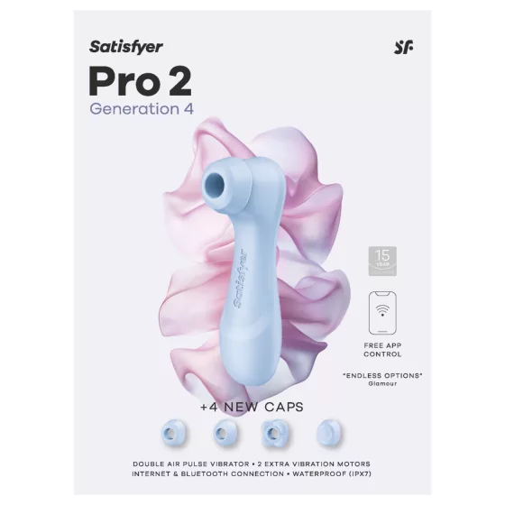 Satisfyer Pro 2 Gen4 - aplikací řízený stimulátor klitorisu s tlakovými vlnami (modrý)