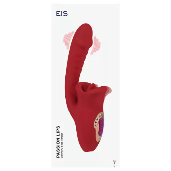 EIS Passion Lips - vibrátor na G-bod s lízací funkcí - červený