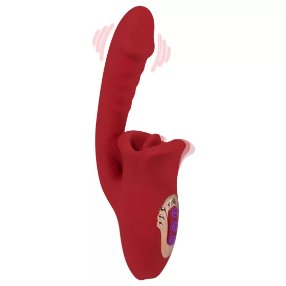EIS Passion Lips - vibrátor na G-bod s lízací funkcí - červený