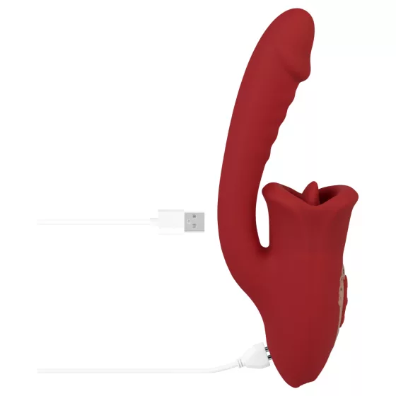 EIS Passion Lips - vibrátor na G-bod s lízací funkcí - červený