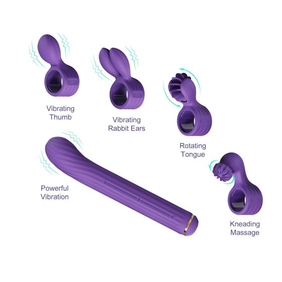 Magic Stick - vibrátor s vyměnitelnými nástavci (fialový)