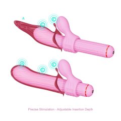   Magic Stick - vibrátor s vyměnitelnými nástavci (růžový)
