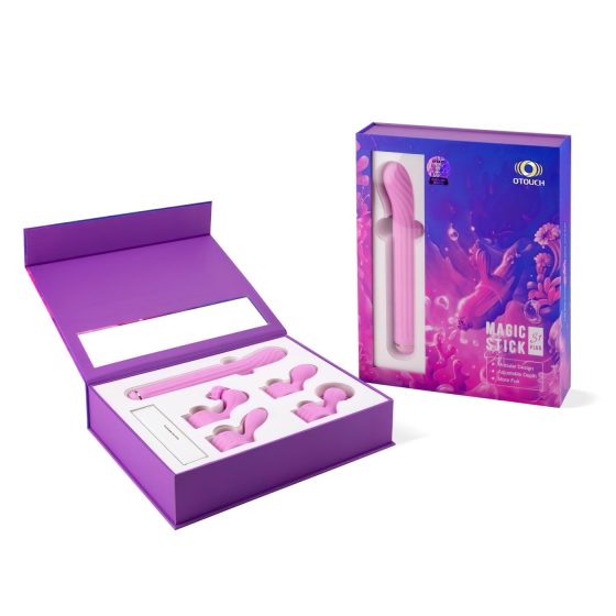 Magic Stick - vibrátor s vyměnitelnými nástavci (růžový)