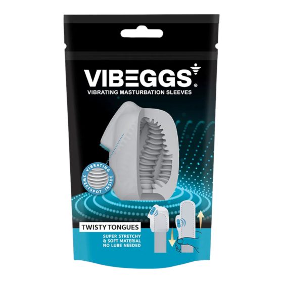 VIBEGGS Twisty Tongues - vibrační vejce masturbátor (bílá)