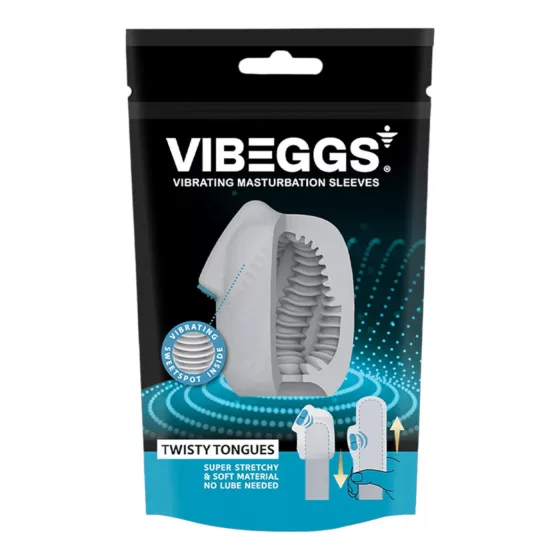 VIBEGGS Twisty Tongues - vibrační vajíčkový masturbátor (bílý)