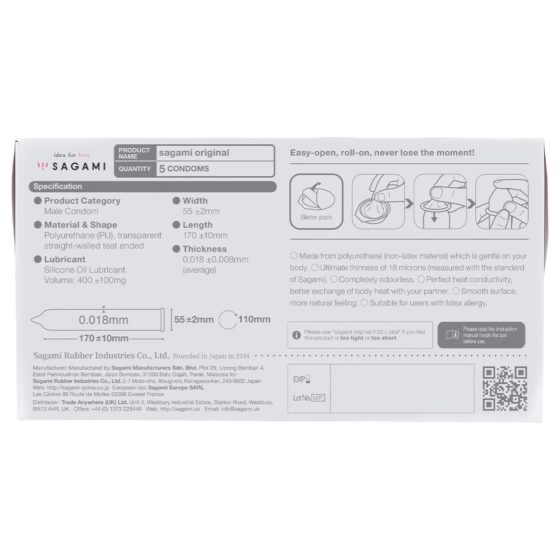 Sagami Original 0.01 - kondom - extra tenký - 55mm (5ks)