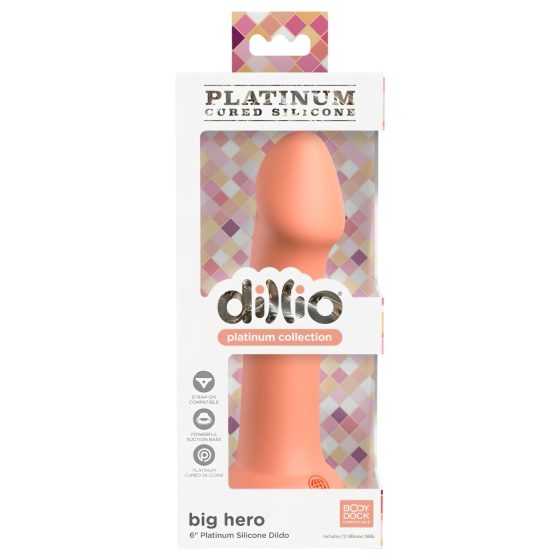 Dillio Big Hero - silikonové dildo s přísavkou (17 cm) - oranžové