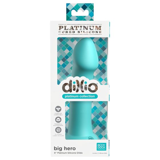 Dillio Velký Hrdina - přísavkový dildo (17 cm) - tyrkysový