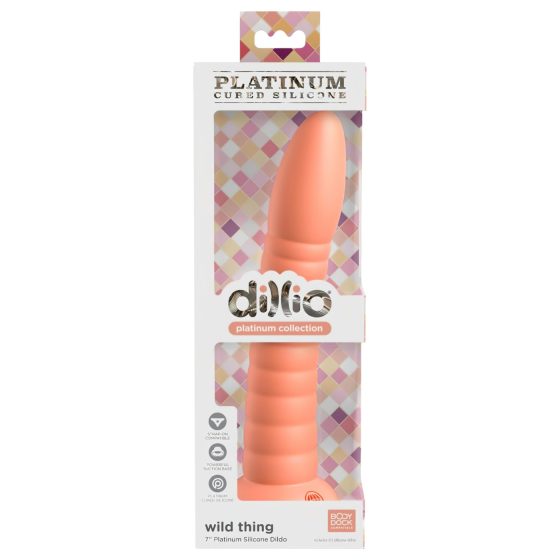 Dillio Wild Thing - žebrovaný dildo (19cm) - oranžový