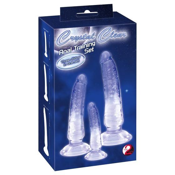 Crystal Clear - Anální tréninková sada dild - 3 kusy (průhledná modrá)