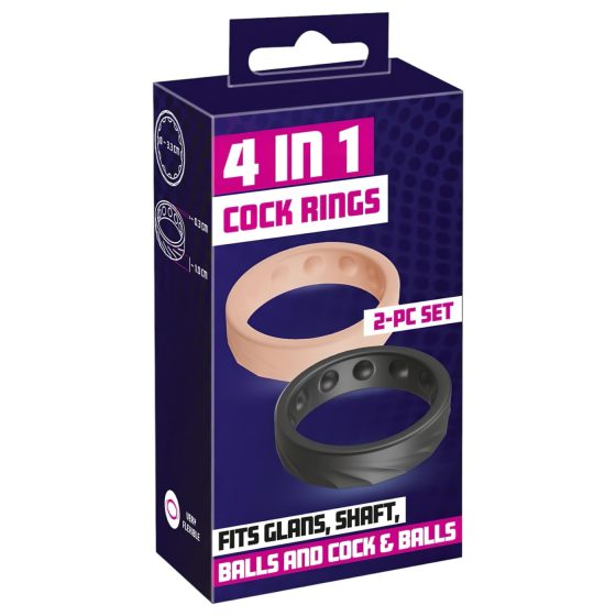 You2Toys 4v1 - sada kroužků na penis a varlata (přírodní-černá)