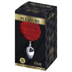   Alive Anal Pleasure - anální kolík s králičím ocáskem (stříbrno-červený)