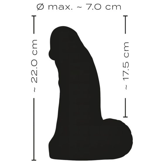 Realistixxx Skutečný Obr - dildo s varlaty - 22 cm (černé)