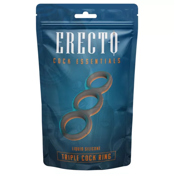 Erecto - trojitý erekční kroužek na penis - černý