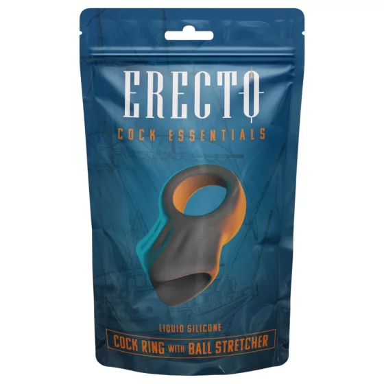 Erecto - erekční kroužek s táhlem na varlata - černý