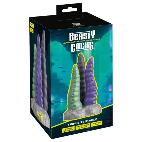 Beasty Cocks Trojitá Chapadla - trojitý chobotnicový dildo