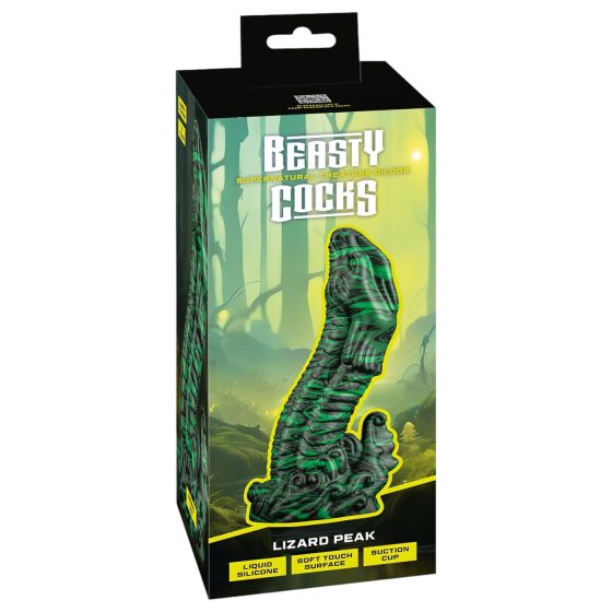 Beasty Cocks Ještěří Vršek - ještěří penis dildo (zeleno-černé)