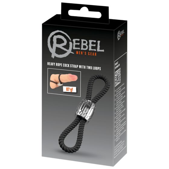 Rebel Heavy Rope - nastavitelný kroužek na penis a varlata (černý)