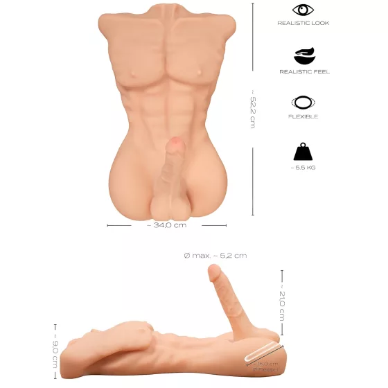 Realistixxx - mužský torzo masturbátor - realistický tvar