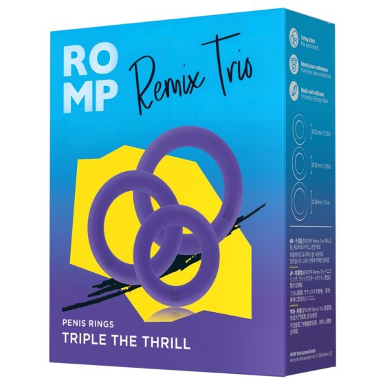 ROMP Remix Trio - Sada kroužků na penis - 3 ks (fialová)