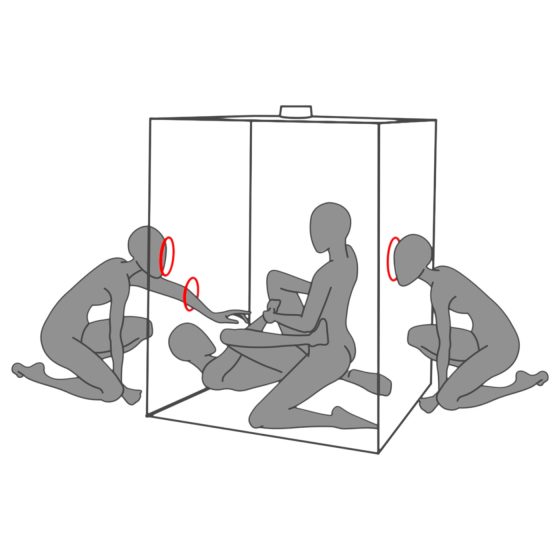 Secretdome - BDSM kabina s otvory (černá)