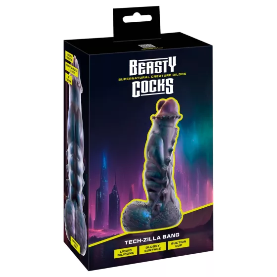 Beasty Cocks Tech-Zilla Bang - monstrózní přísavkové dildo (fialové)