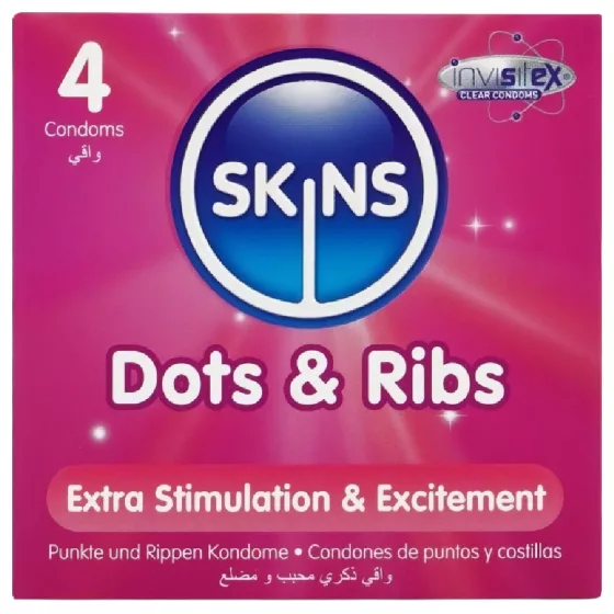Skins - kondom s drážkami a tečkami - balení 4 ks