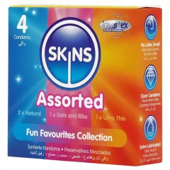   Skins - mix kondomů - vroubkované, natural, extra tenké (4 ks)