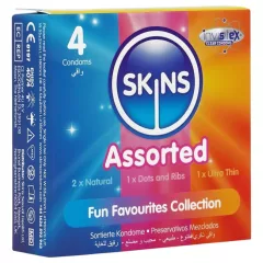   Skins - mix kondomů - vroubkované, natural, extra tenké (4 ks)