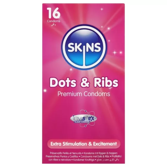 Skins - kondomy s vroubky a tečkami - 16 ks
