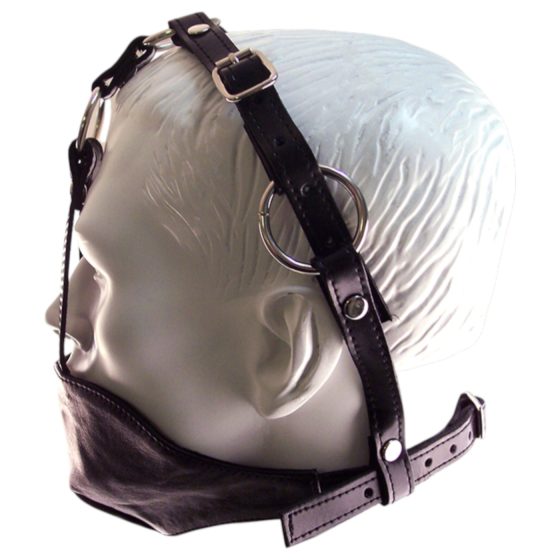 Rouge - maska na oči a roubík - pravá kůže - černá