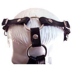 Rouge - maska na oči a roubík - pravá kůže - černá