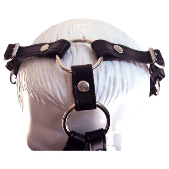 Rouge - maska na oči a roubík - pravá kůže - černá