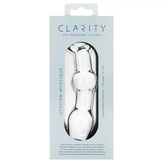 Clarity Utopian Mystique - anální dildo z rýhovaného skla (průhledné)