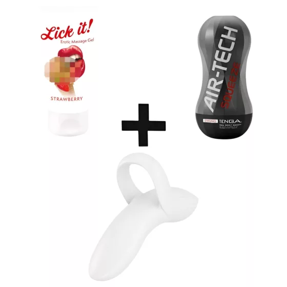 Sada pro páry - masturbátor, vibrátor, lubrikant