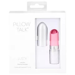   Pillow Talk Lusty - akumulátorový, jazýčkový tyčový vibrátor (bílý-růžový)