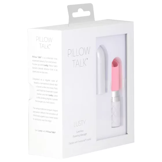 Pillow Talk Lusty - akumulátorový, jazýčkový tyčový vibrátor (bílý-růžový)