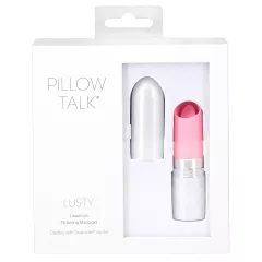   Pillow Talk Lusty - akumulátorový, jazýčkový tyčový vibrátor (bílý-růžový)