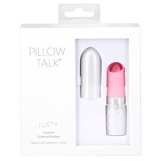 Pillow Talk Lusty - akumulátorový, jazýčkový tyčový vibrátor (bílý-růžový)