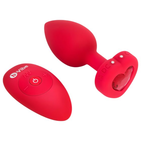 b-vibe heart - dobíjecí, bezdrátový anální vibrátor (červený)