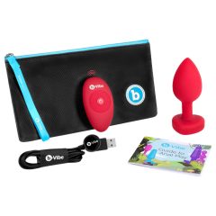   b-vibe heart - dobíjecí, bezdrátový anální vibrátor (červený)