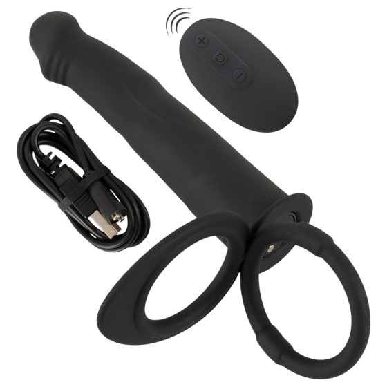 Black Velvets Double F - připínací anální vibrátor (černý)