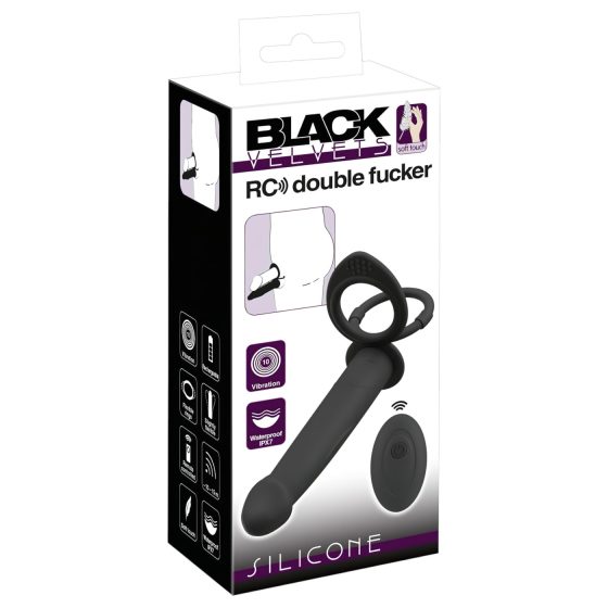 Black Velvets Double F - připínací anální vibrátor (černý)