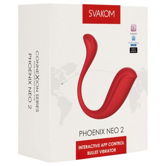 Svakom Phoenix Neo 2 - vibrační vajíčko s dálkovým ovládáním - červené
