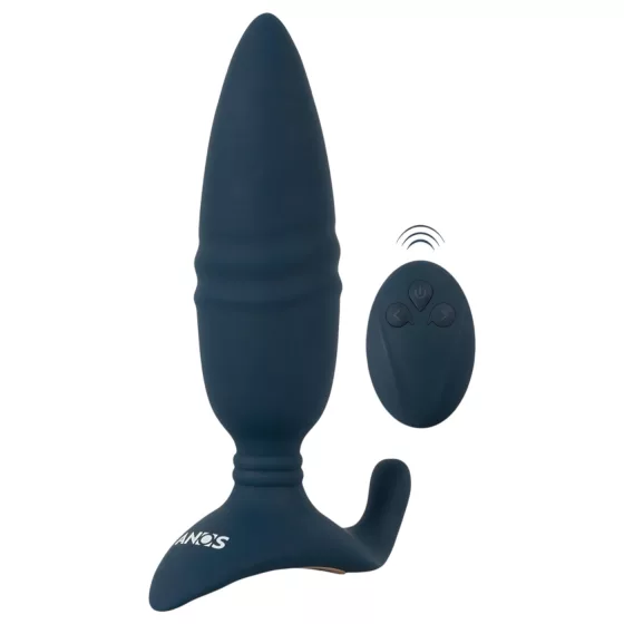 ANOS - rádiový, tlačný anální vibrátor (modrý)